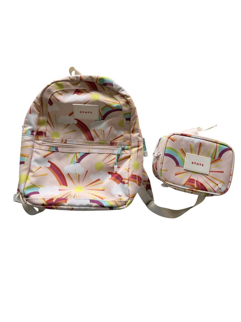 STATE Kids Backpack and Lunch Bag Set - Rainbow & Sun Print